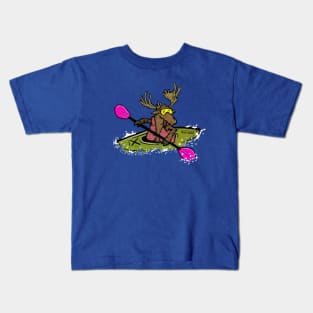 Kayaking Alaskan Moose, Creep Werks Moose in a Kayak Kids T-Shirt